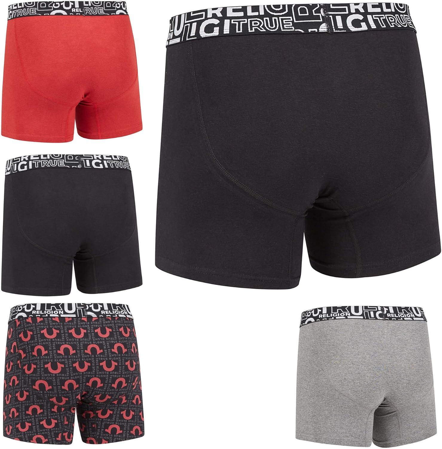 imageTrue Religion Cotton Stretch Mens Boxer Briefs Mens Underwear Pack of 5BlackRedGrey