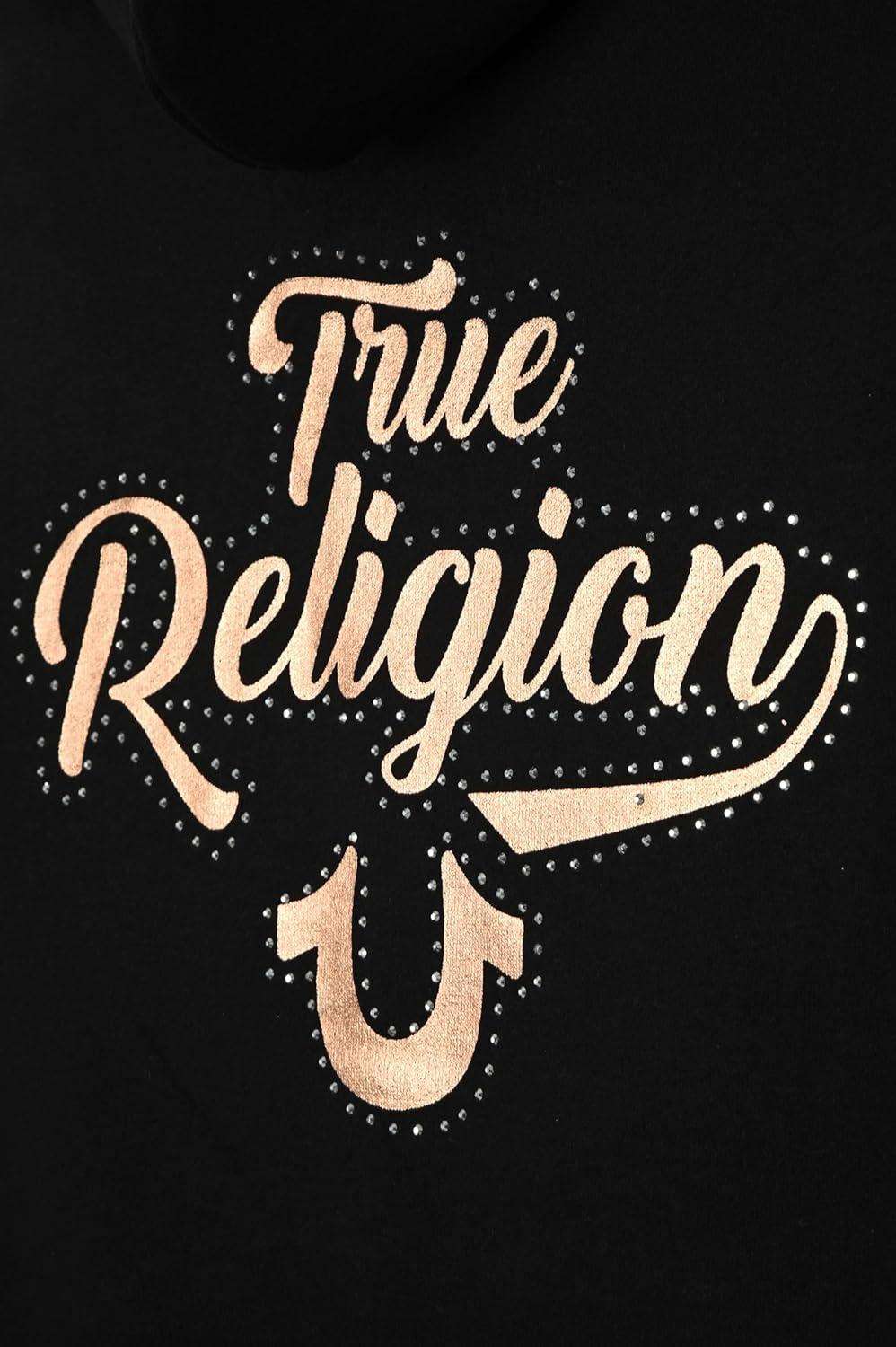 imageTrue Religion Girls 2 Piece Fleece Hooded Jogger Set ZipFront Hoodie ampamp Sweatpants OutfitBlack Varsity