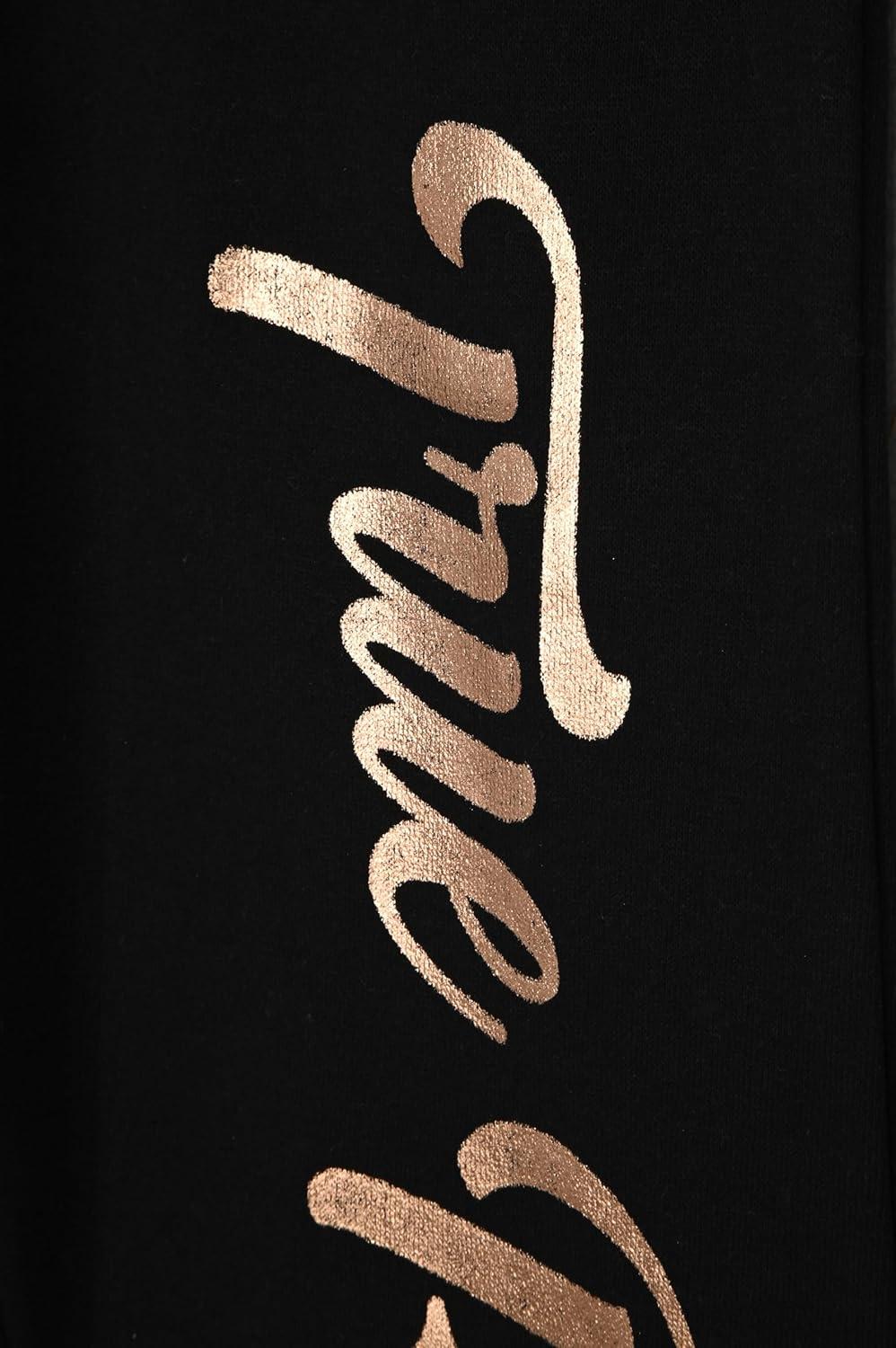 imageTrue Religion Girls 2 Piece Fleece Hooded Jogger Set ZipFront Hoodie ampamp Sweatpants OutfitBlack Varsity