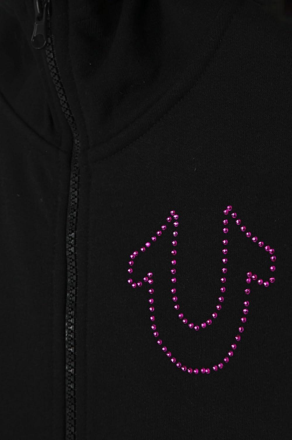 imageTrue Religion Girls 3 Piece Fleece Set Hoodie Tee Shirt ampamp JoggerLegging Outfit Rhinestud ampamp Foil Details Sizes 414Black Cargo