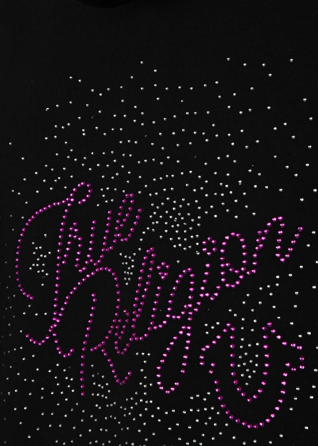 imageTrue Religion Girls 3 Piece Fleece Set Hoodie Tee Shirt ampamp JoggerLegging Outfit Rhinestud ampamp Foil Details Sizes 414Black Cargo