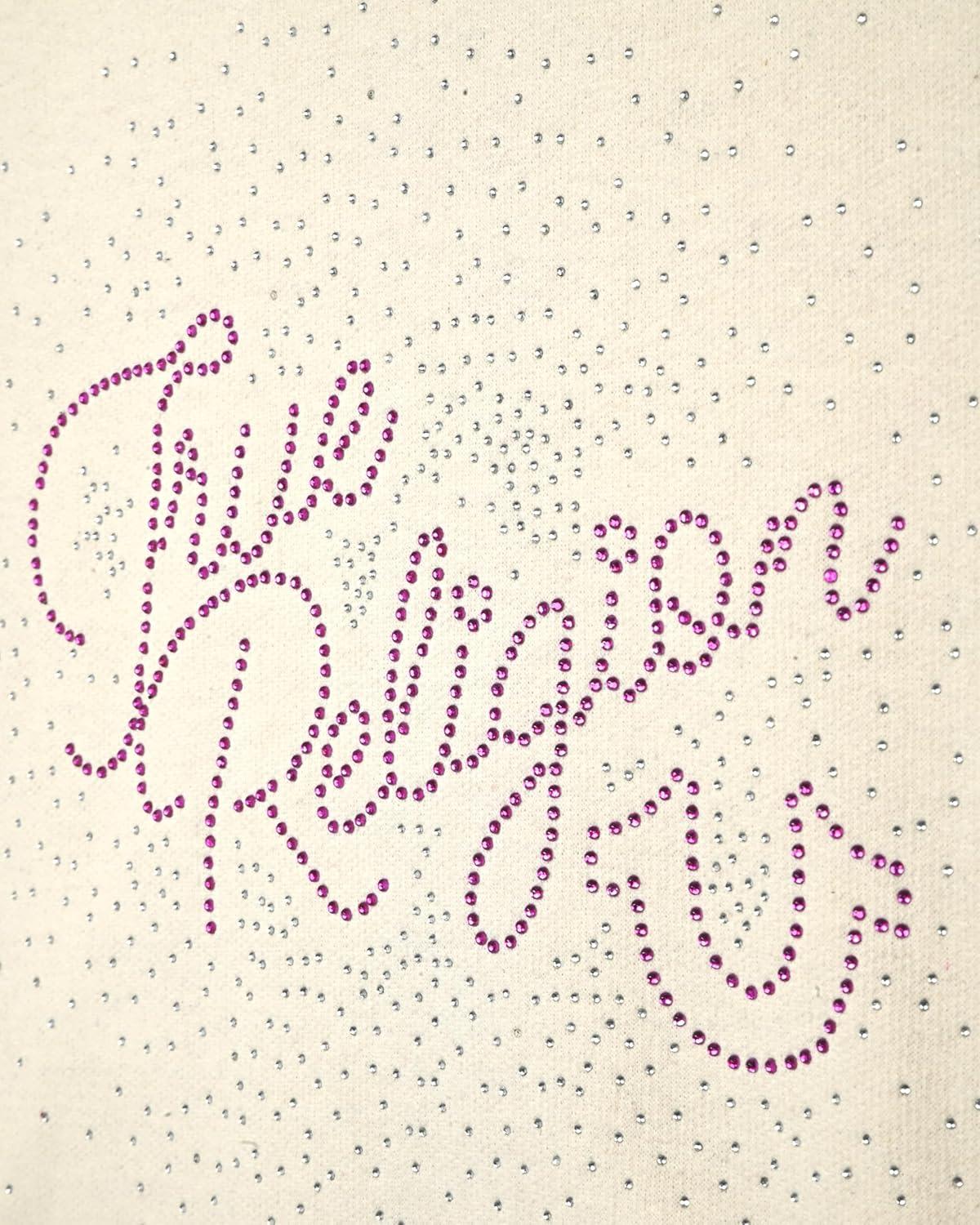 imageTrue Religion Girls 3 Piece Fleece Set Hoodie Tee Shirt ampamp JoggerLegging Outfit Rhinestud ampamp Foil Details Sizes 414Winter White Cargo