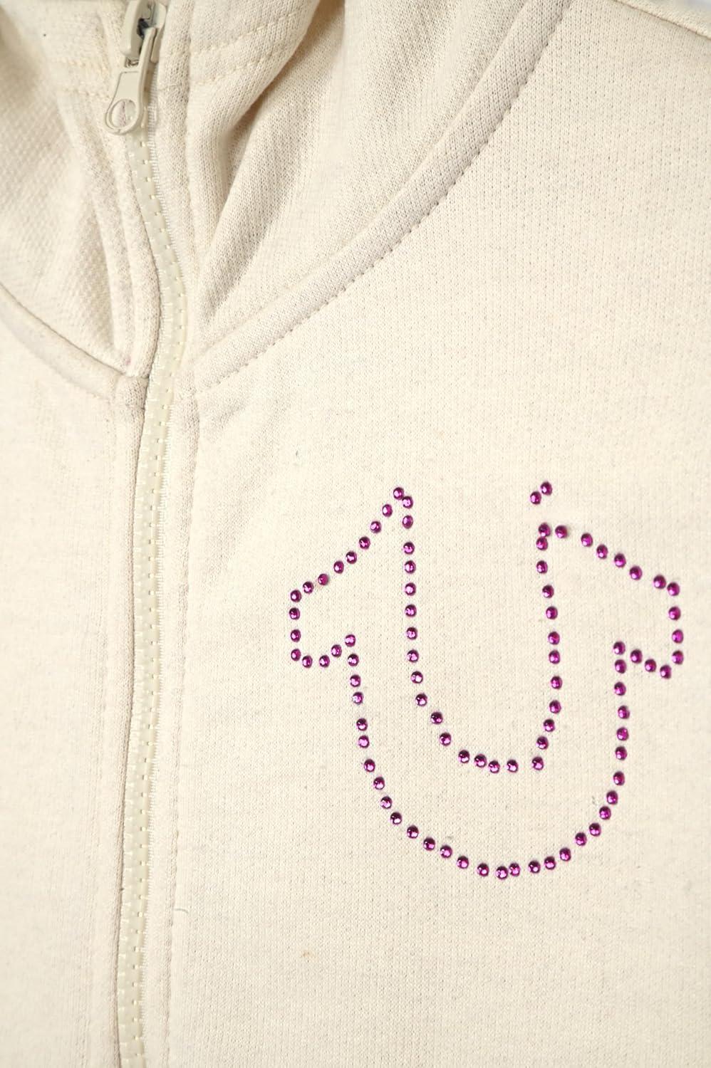 imageTrue Religion Girls 3 Piece Fleece Set Hoodie Tee Shirt ampamp JoggerLegging Outfit Rhinestud ampamp Foil Details Sizes 414Winter White Cargo