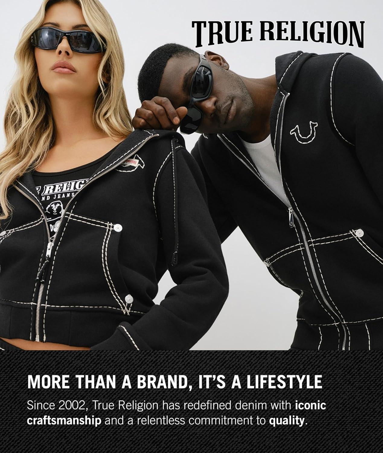 imageTrue Religion Mens Buddha Logo Zip Hoodie SweatshirtRuby Red