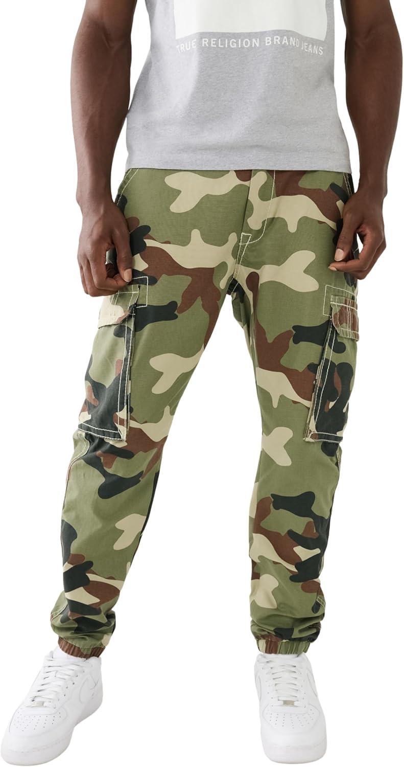 imageTrue Religion Mens Non Denim Big T Cargo JoggerGreen Camo