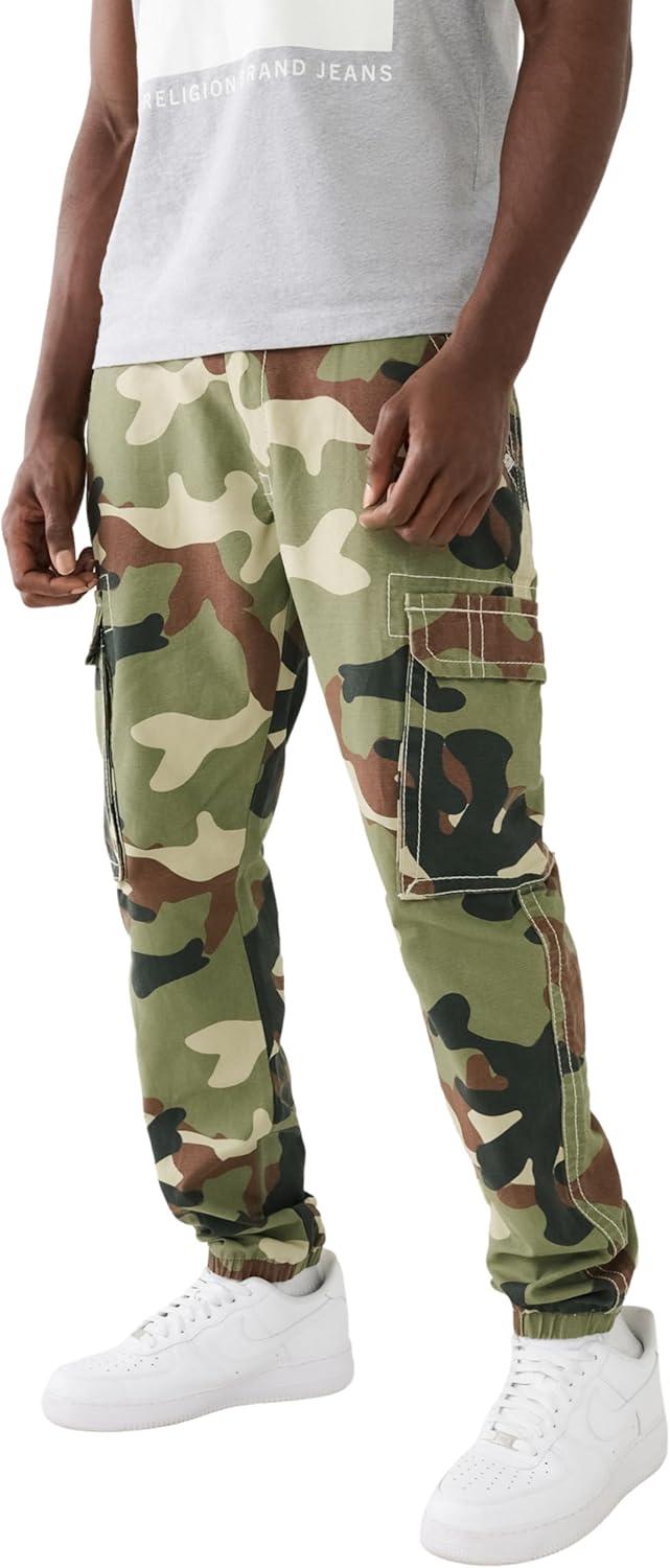 imageTrue Religion Mens Non Denim Big T Cargo JoggerGreen Camo
