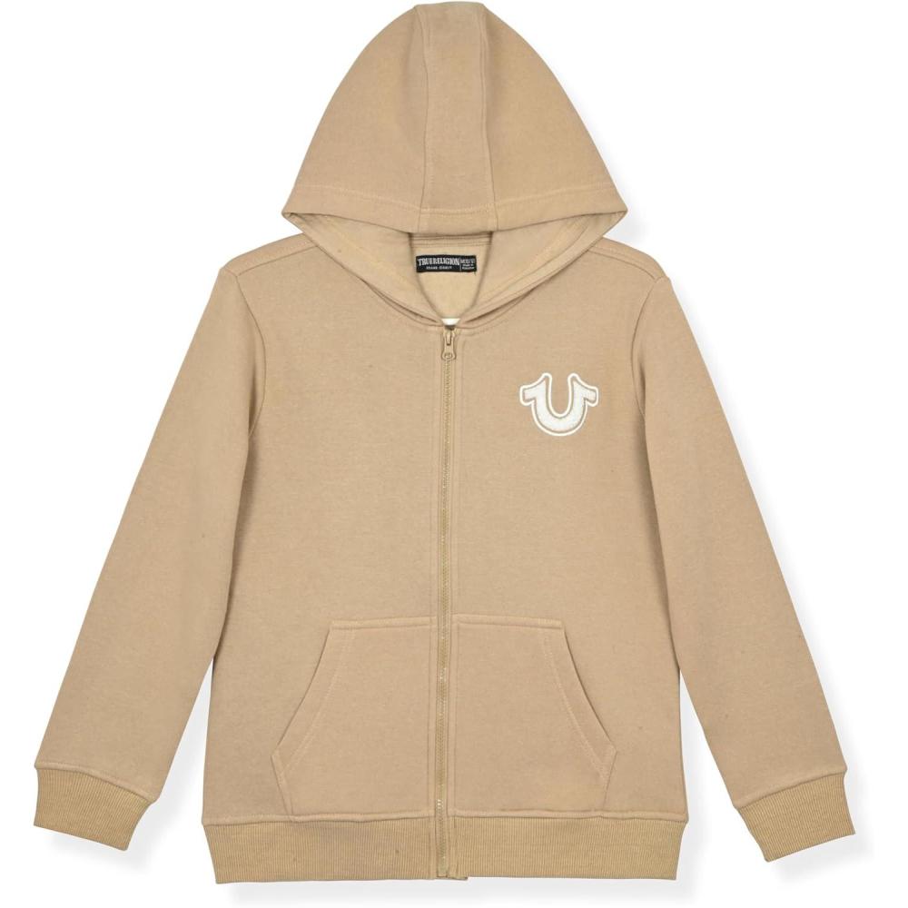 imageTrue Religion Boys Fleece Hoodies Premium Zip Front ampamp Pullover Sweatshirts Stylish Design ampamp ComfortTavertine White Zip