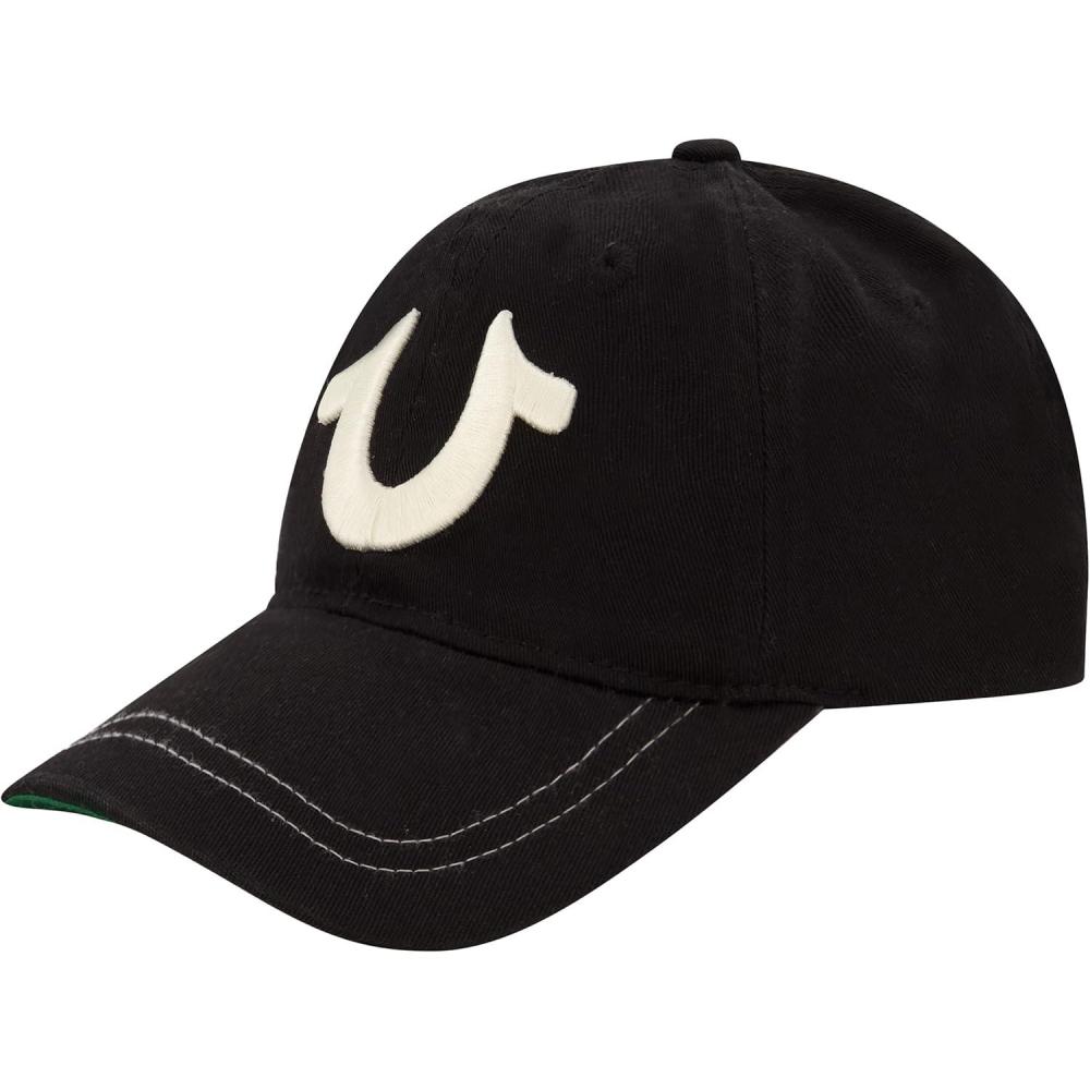 imageTrue Religion Boys Kids Baseball Hat with Large Horseshoe LogoBlack