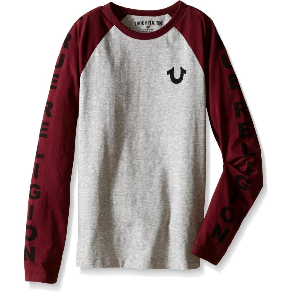 imageTrue Religion Boys LS Raglan Logo TeeHeather Grey