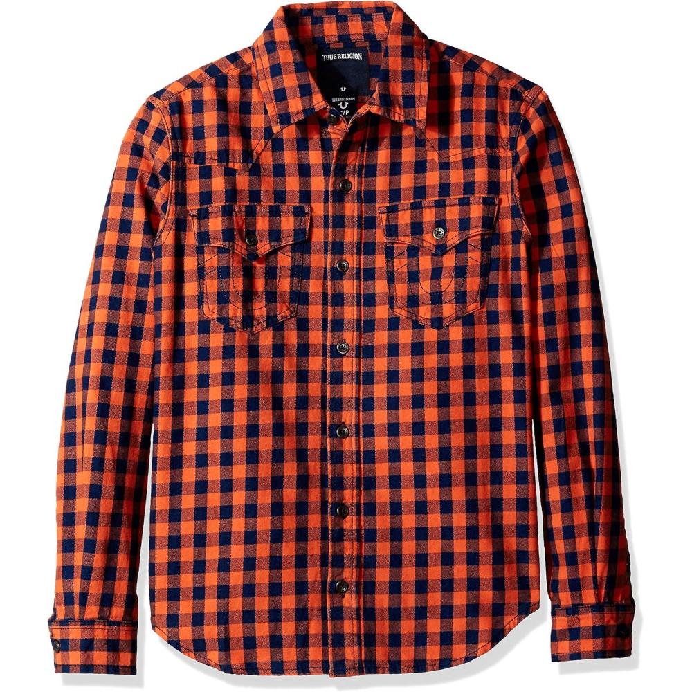 imageTrue Religion Boys TR Plaid WovenCoastal Blue