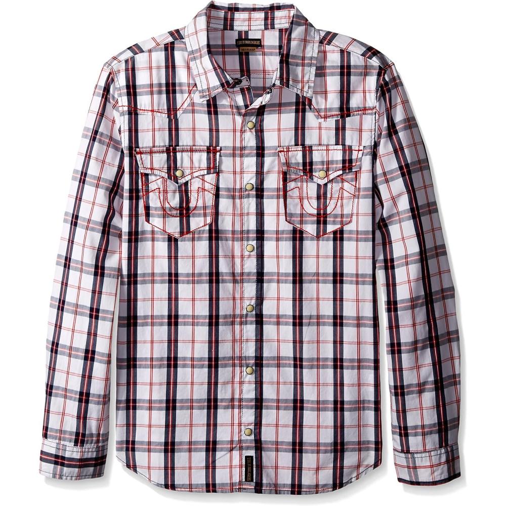 imageTrue Religion Boys TR Plaid WovenWhite Plaid