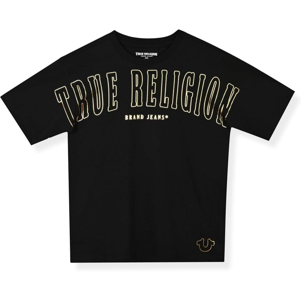 imageTrue Religion Boys Tee Shirts Short Sleeve Cotton TShirt for Boys Graphic TeesBlackgold Metallic