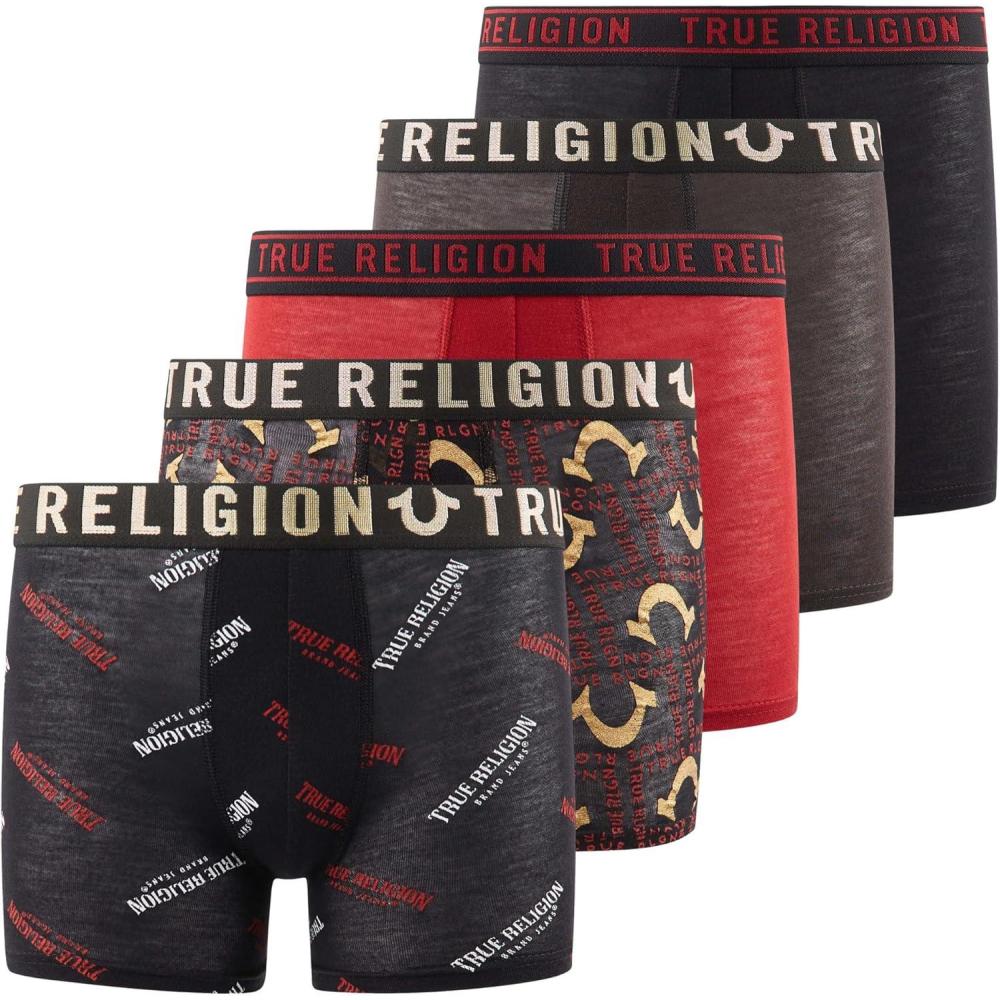 imageTrue Religion Boys Underwear 5 Pack Boxer Briefs for Boys 618 Durable Stretch Breathable Moisture WickingRedBlack Assorted