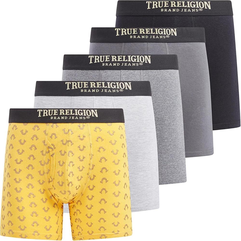 imageTrue Religion Cotton Stretch Mens Boxer Briefs Mens Underwear Pack of 5BlackGreyGold