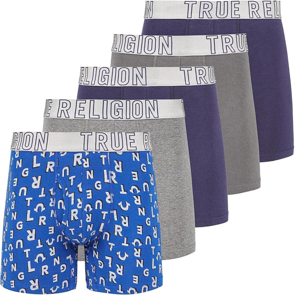imageTrue Religion Cotton Stretch Mens Boxer Briefs Mens Underwear Pack of 5NavyGreySilver