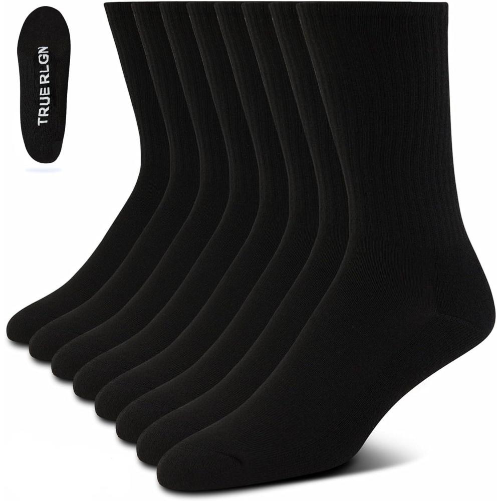 imageTrue Religion Mens 8 Pairs Crew Socks for Men Premium Athletic Mens Socks Shoe Size 8128 Pairs Black