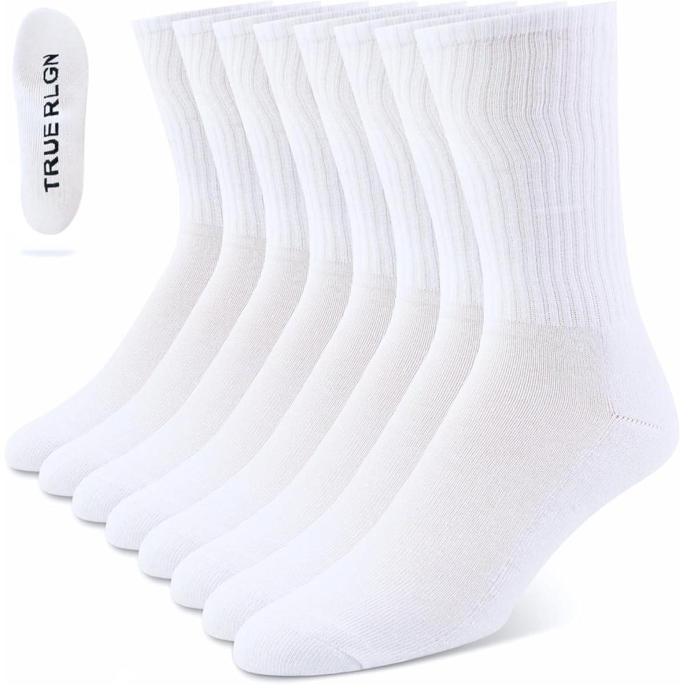 imageTrue Religion Mens 8 Pairs Crew Socks for Men Premium Athletic Mens Socks Shoe Size 8128 Pairs White