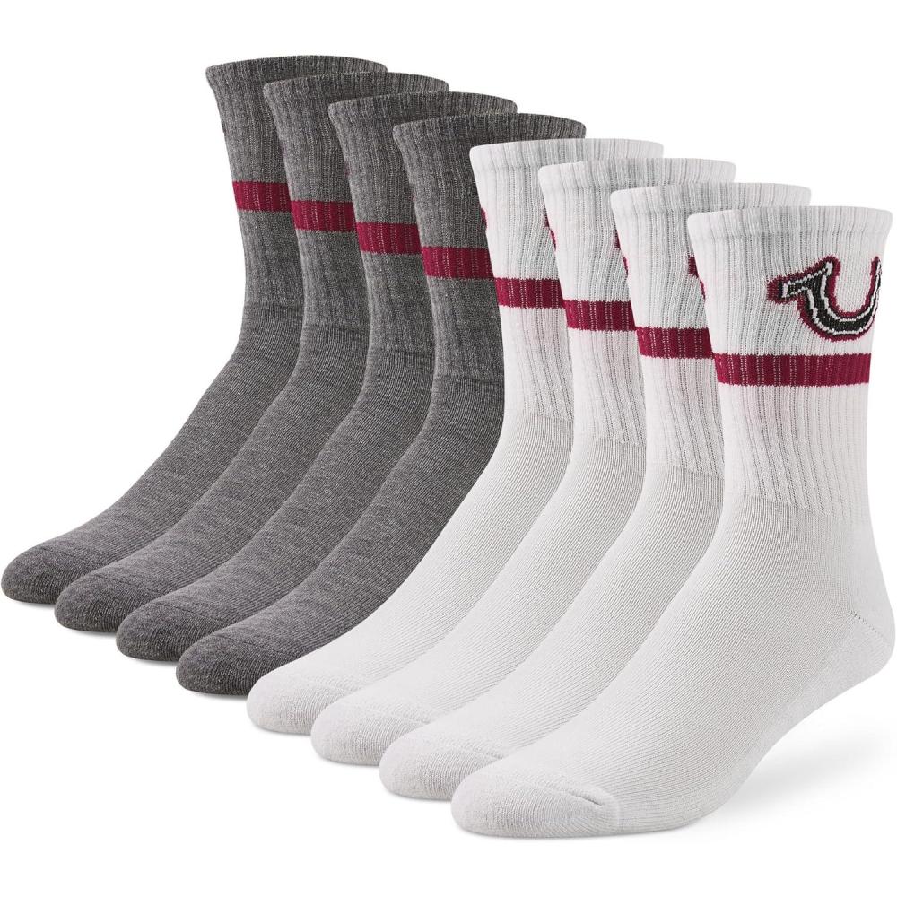 imageTrue Religion Mens 8 Pairs Crew Socks for Men Premium Athletic Mens Socks Shoe Size 812WhiteGrey