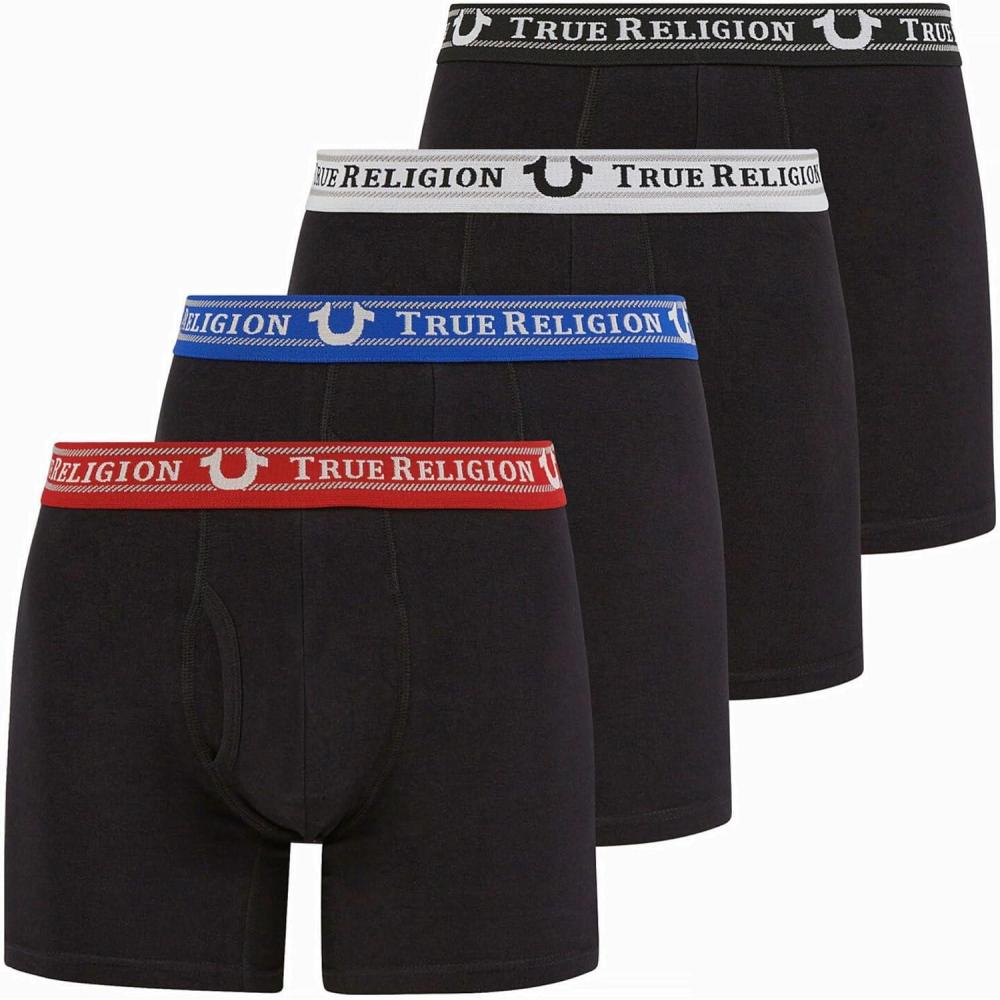 imageTrue Religion Mens Boxer Briefs Cotton Stretch Underwear for Men Pack of 4Black