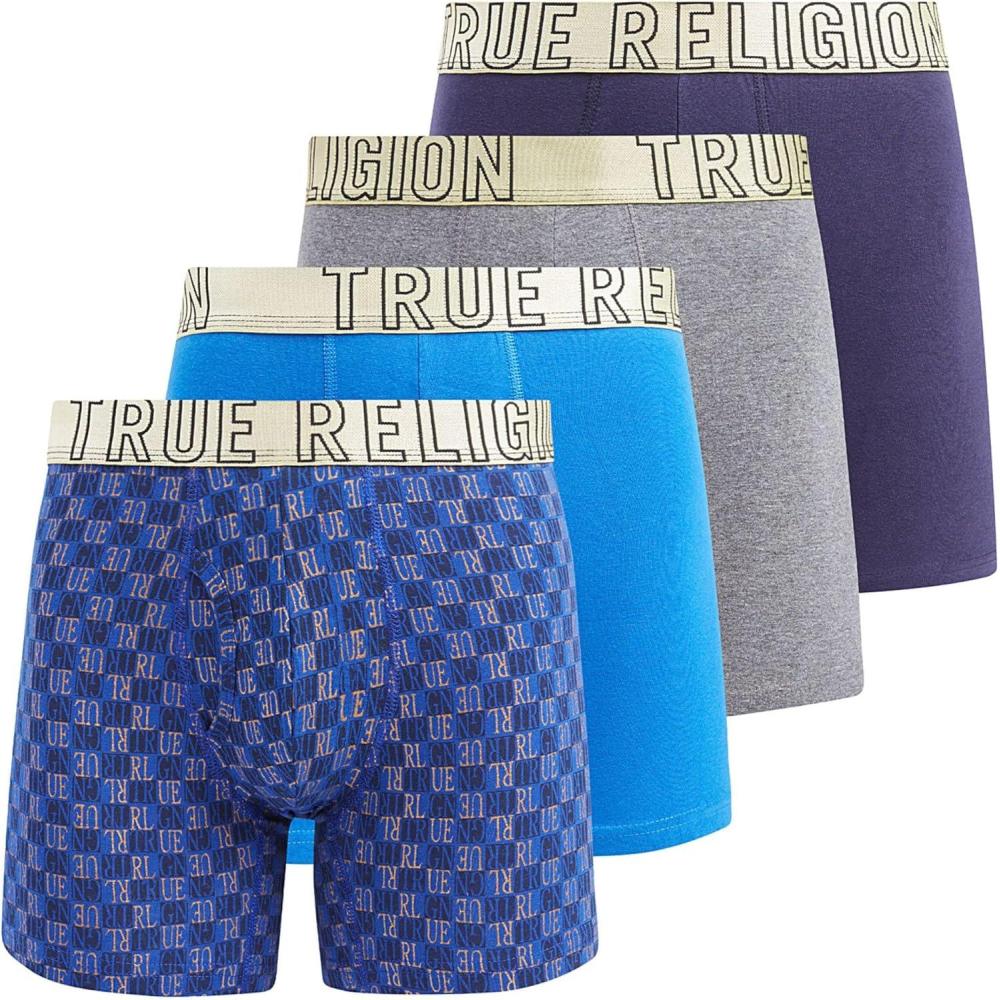 imageTrue Religion Mens Boxer Briefs Cotton Stretch Underwear for Men Pack of 4Blue