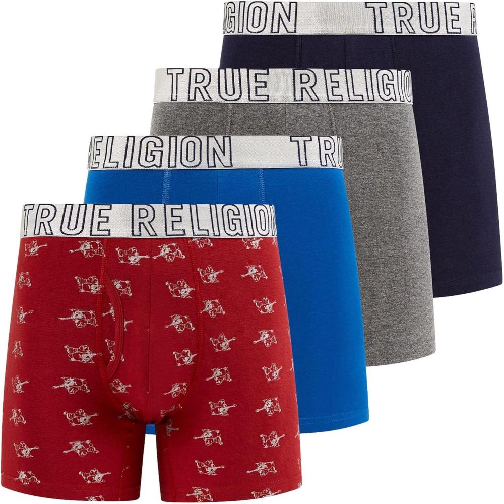 imageTrue Religion Mens Boxer Briefs Cotton Stretch Underwear for Men Pack of 4Red