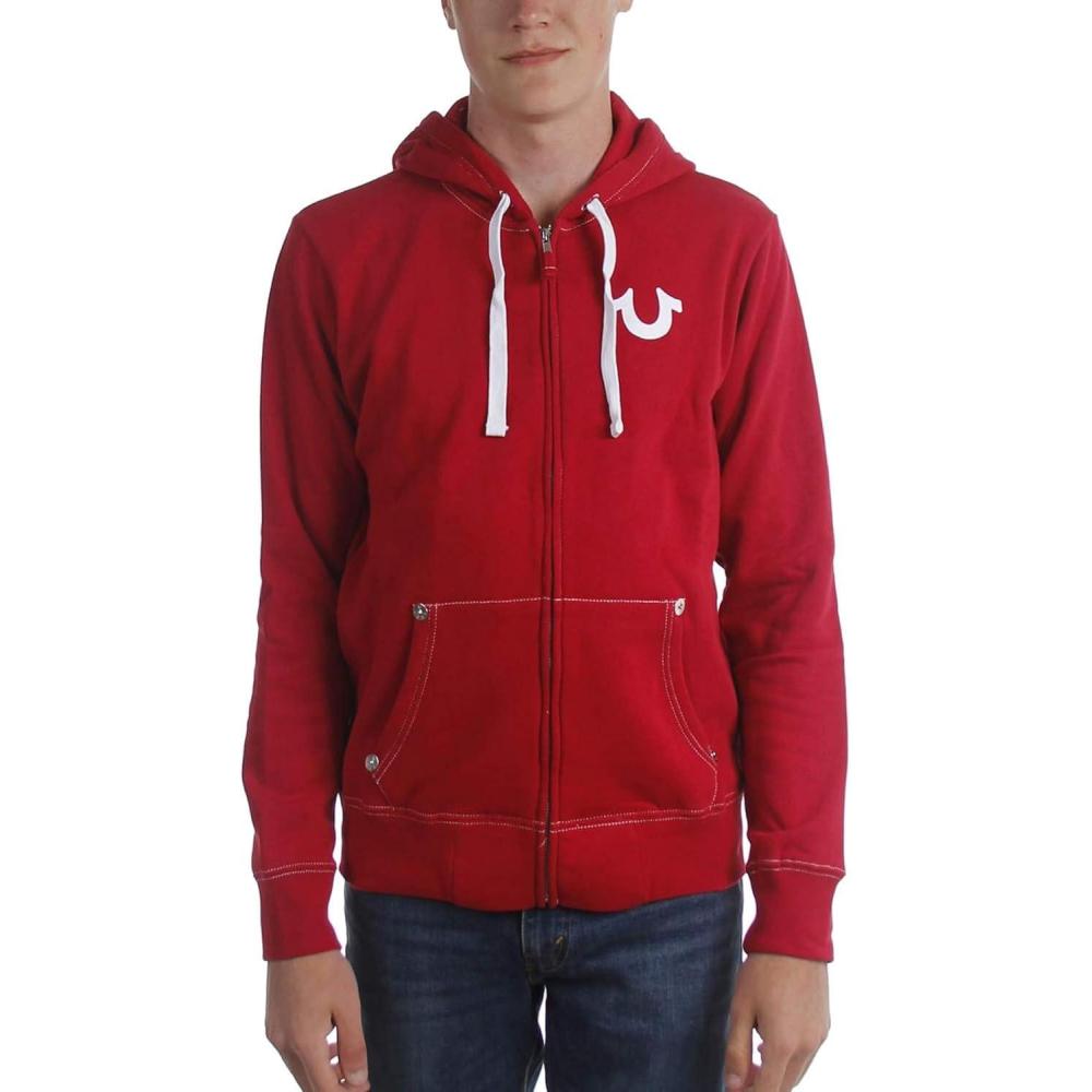 imageTrue Religion Mens Buddha Logo Zip Hoodie SweatshirtRuby Red