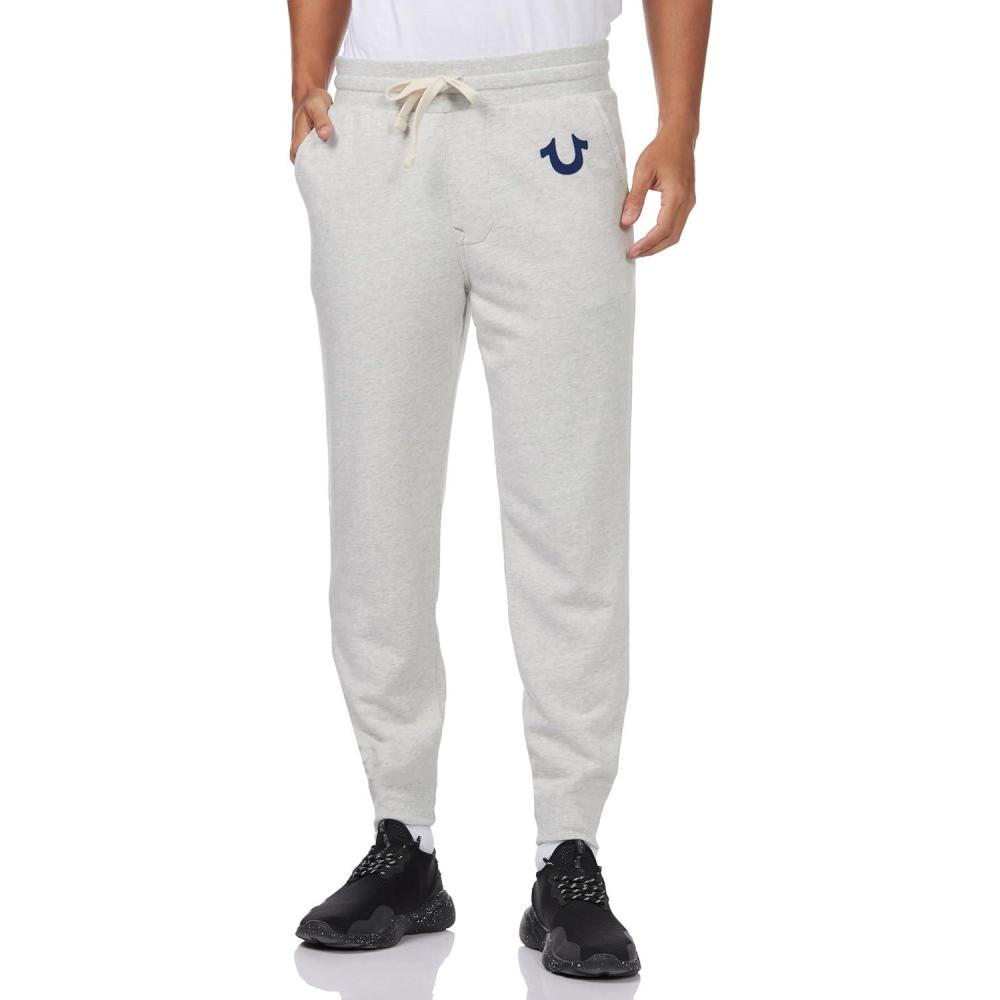 imageTrue Religion Mens Classic Logo Jogger Sweatpants  Soft Mens Joggers with Pockets Comfortable Sweat PantsOatmeal Heather