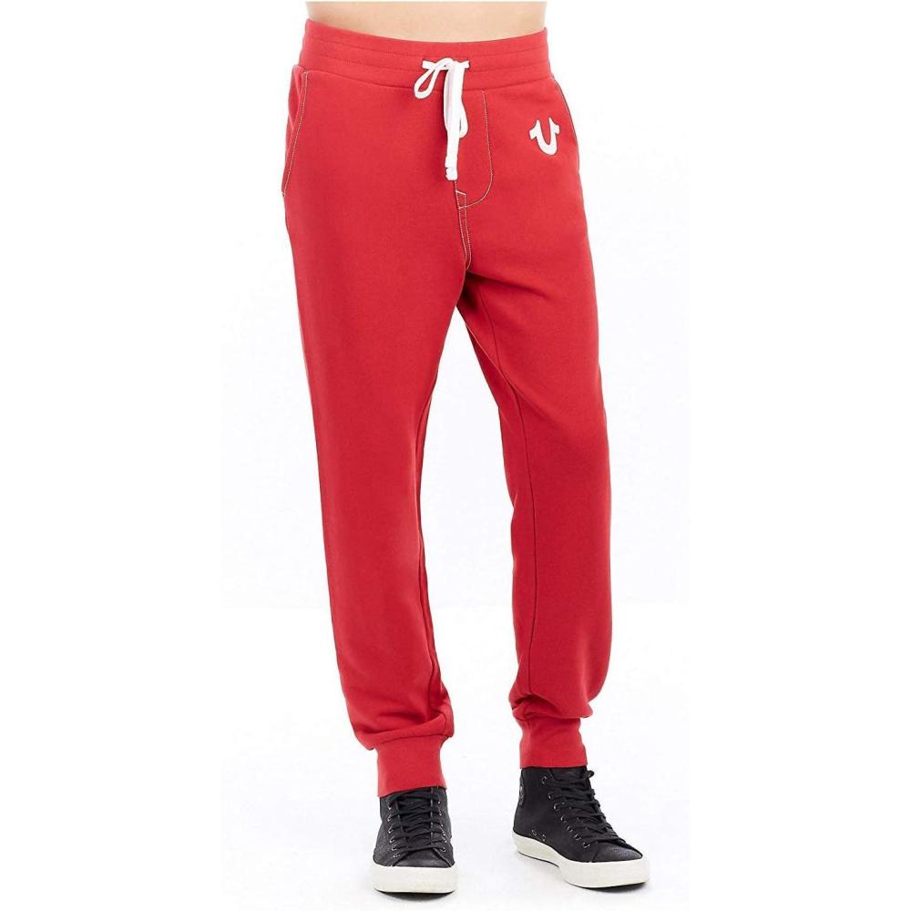 imageTrue Religion Mens Classic Logo Jogger Sweatpants  Soft Mens Joggers with Pockets Comfortable Sweat PantsRuby Red