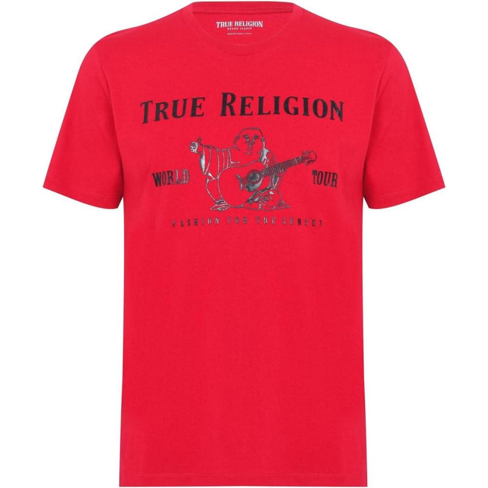 imageTrue Religion Mens Graphic TShirt  Short Sleeve Metallic Buddha Tee Mens T ShirtTrue Red