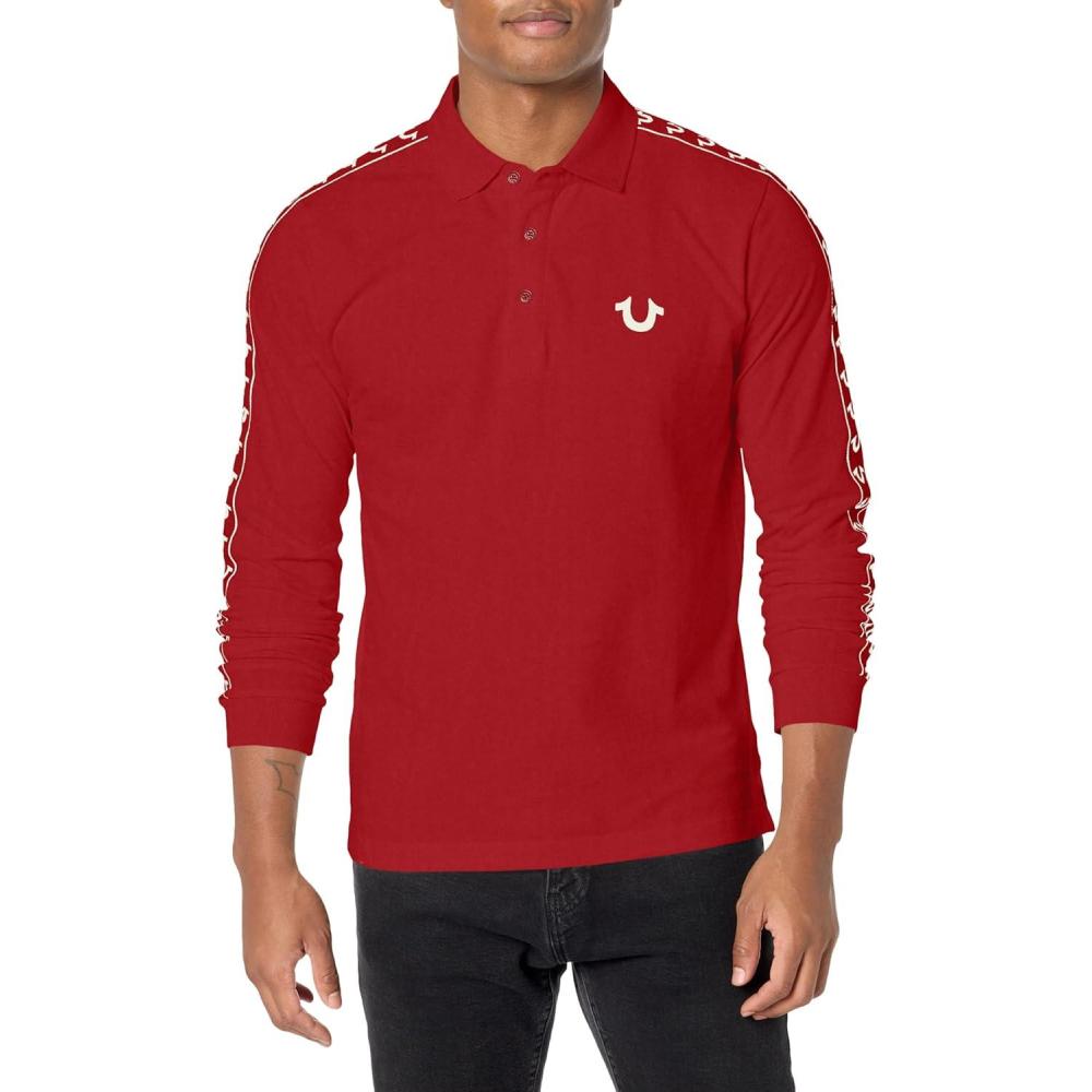 imageTrue Religion Mens Ls Dasmask PoloRed Dhalia