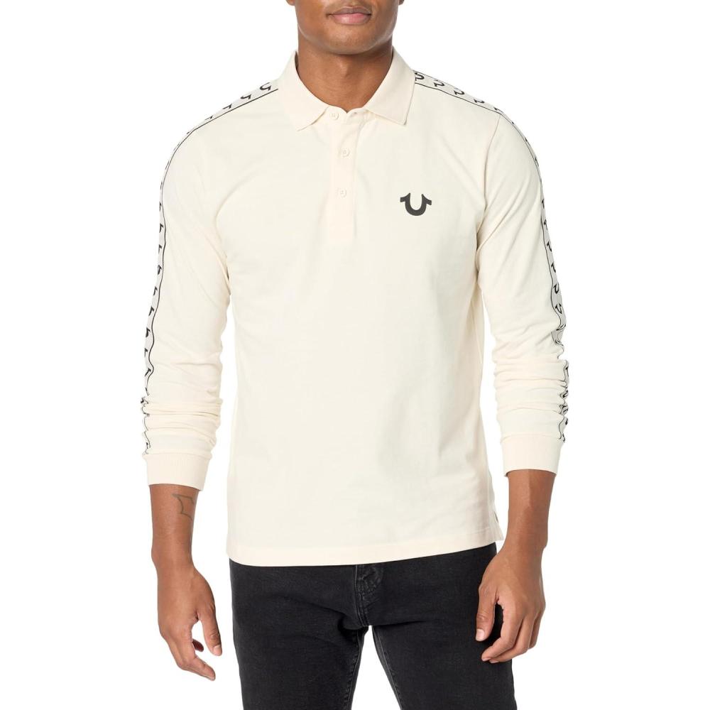 imageTrue Religion Mens Ls Dasmask PoloWinter White