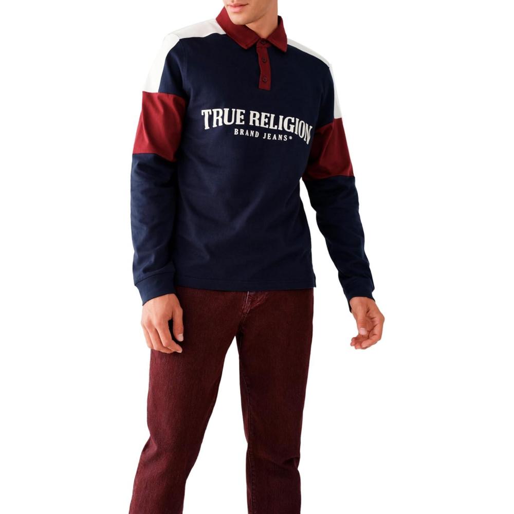imageTrue Religion Mens Ls Rugby PoloDress Blue