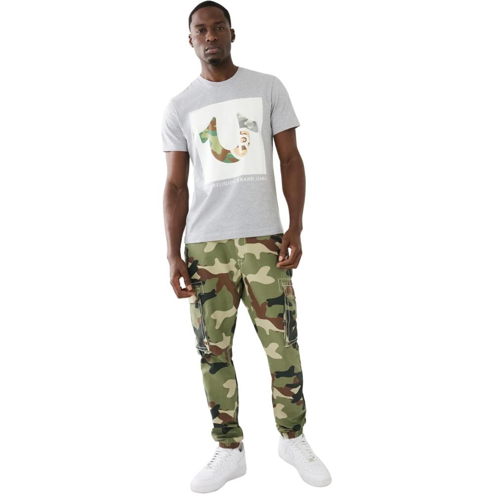 imageTrue Religion Mens Non Denim Big T Cargo JoggerGreen Camo