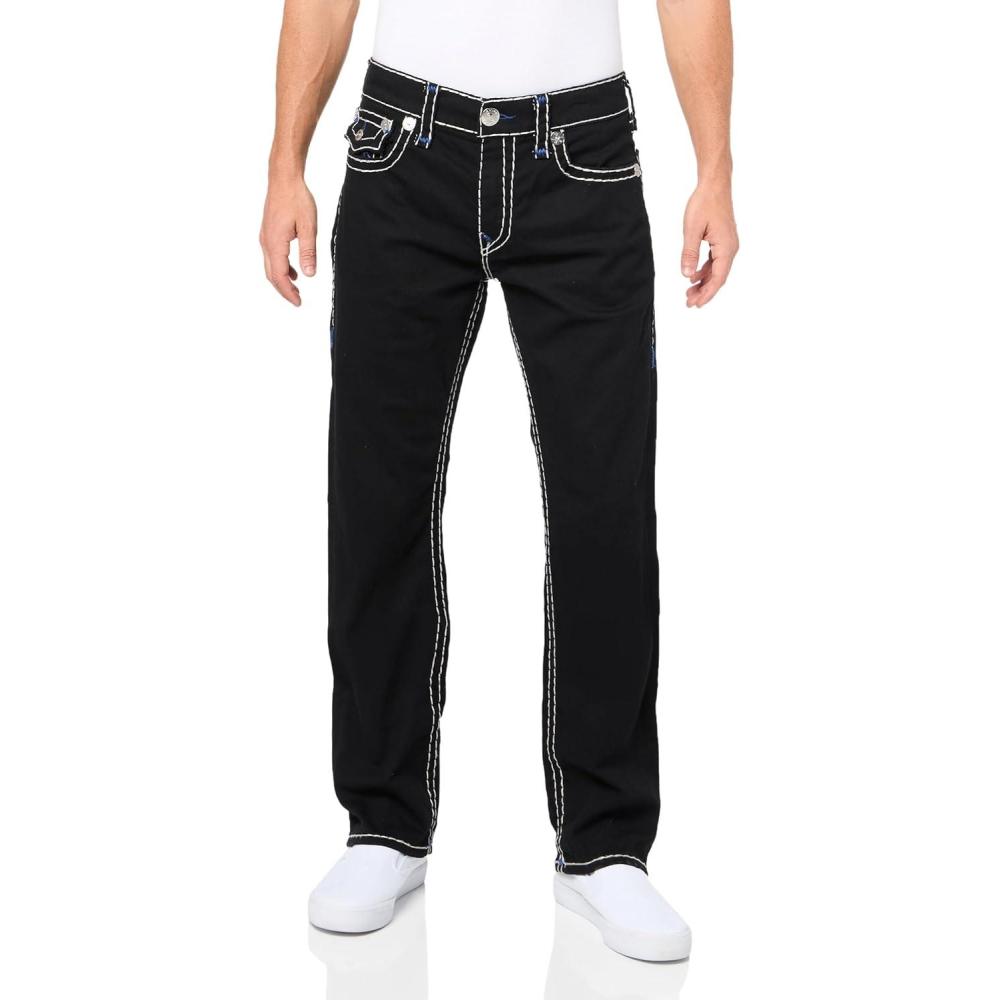 imageTrue Religion Mens Ricky Super T Flap 12quotBlack Rinse