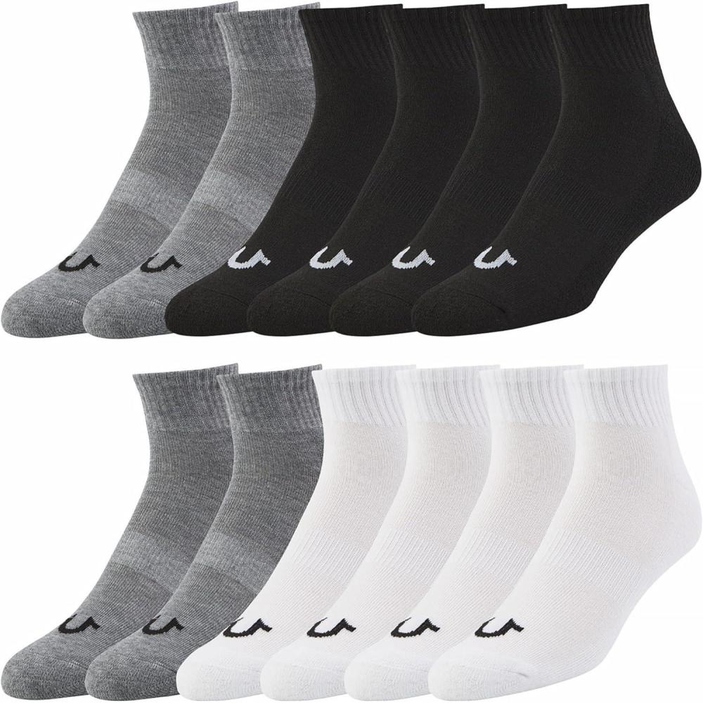 imageTrue Religion Mens Socks Ankle Socks for Men 6 ampamp 12 Pairs Quarter Premium Athletic Shoe Size 81212 Pairs Assorted