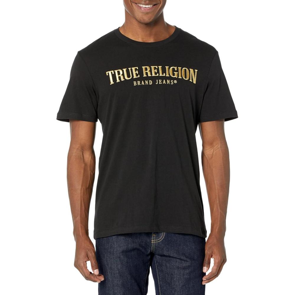 imageTrue Religion Mens Ss Gold Arch TeeJet Black