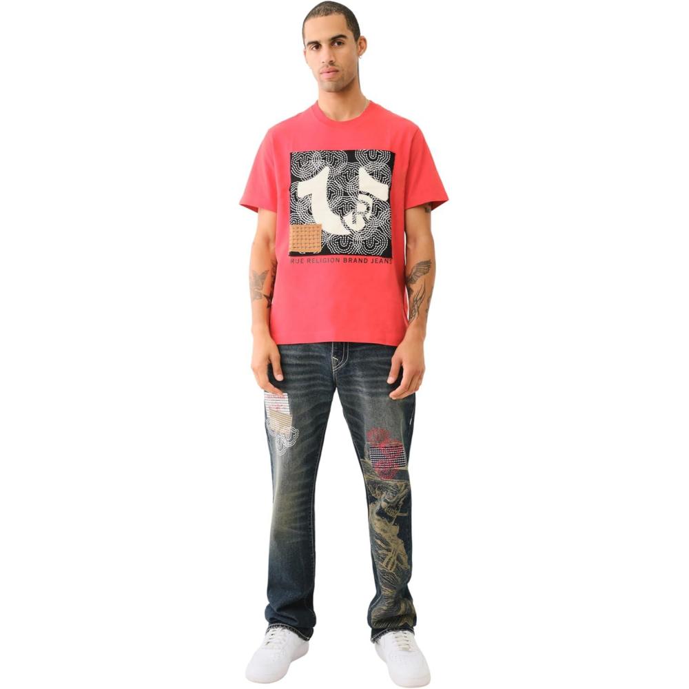 imageTrue Religion Mens Ss Sashiko TeeWashed Red