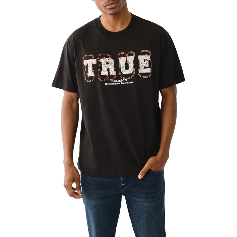 imageTrue Religion Mens Ss True Stitch TeeJet Black