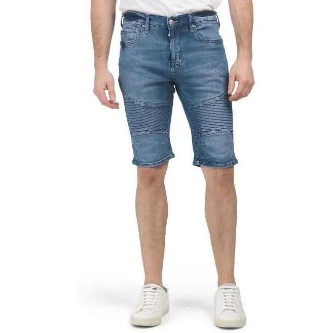imageTrue Religion Rocco Moto Relaxed Skinny Clean Edge Shorts in Med Wash Size 32