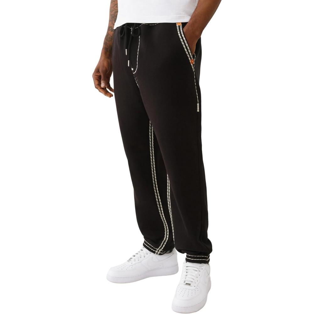 imageTrue Religion Super QT Mens Jogger  Relaxed Fit Sweatpants with Fleece Lining Super T Stitching