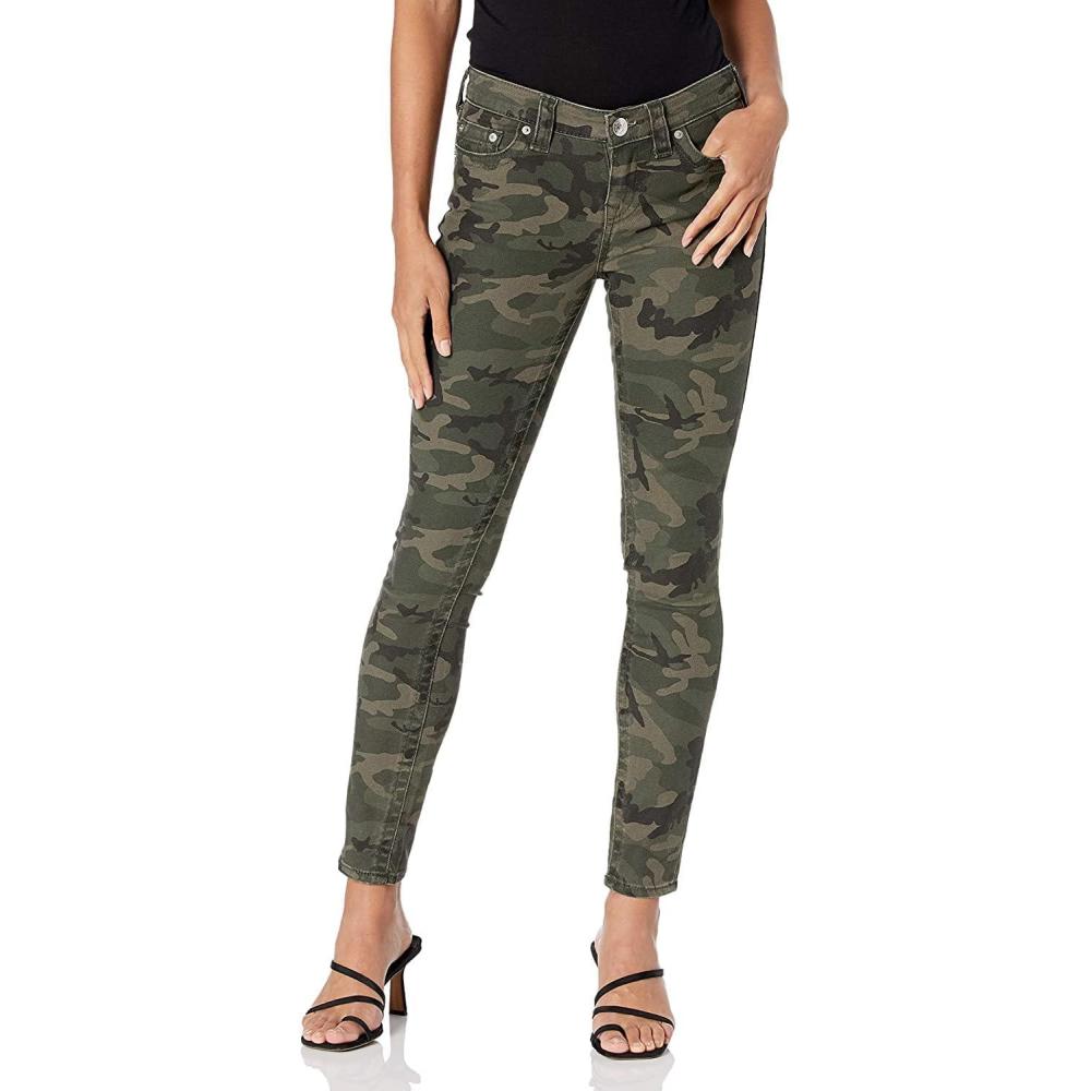 imageTrue Religion Womens Halle Super Skinny Midrise Big T JeanOlive Camo