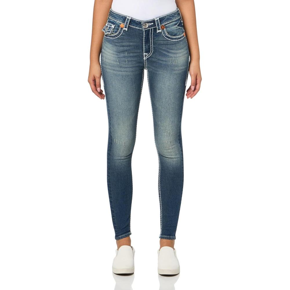 imageTrue Religion Womens Jennie MidRise Flap Super T Skinny Jeans in ValmonteValmonte