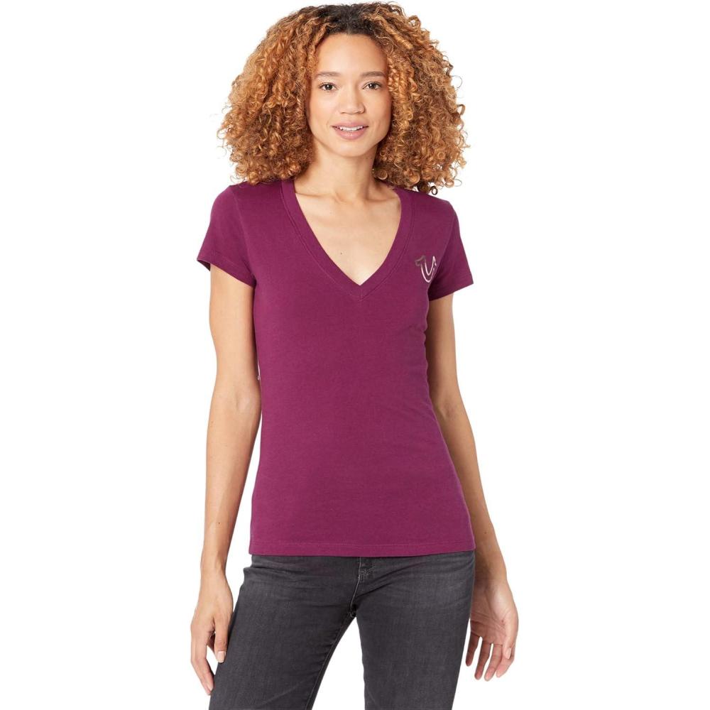 imageTrue Religion Womens Neon Hs Slim V Neck TeePurple Potion