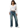 True Religion Bobbi Baggy Jeans | Women’s Wide Leg Denim with Distressed Hem, & Flap Pockets