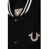 True Religion Boys Varsity Jacket – Stylish Button Front Jacket with Faux Leather Sleeves(Black)
