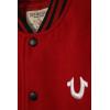 True Religion Boys Varsity Jacket – Stylish Button Front Jacket with Faux Leather Sleeves(Red-black)