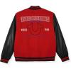 True Religion Boys Varsity Jacket – Stylish Button Front Jacket with Faux Leather Sleeves(Red-black)