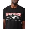 True Religion Buddha Arch Logo T-Shirt for Men – 100% Cotton Graphic Tee with Front & Back Print, Short Sleeve(Jet Black)