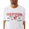 True Religion Buddha Arch Logo T-Shirt for Men – 100% Cotton Graphic Tee with Front & Back Print, Short Sleeve(Optic White)