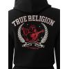 True Religion Buddha Banner Zip Up Hoodie for Women – Soft Cotton Blend, Drawstring Hooded Sweatshirt(Jet Black)